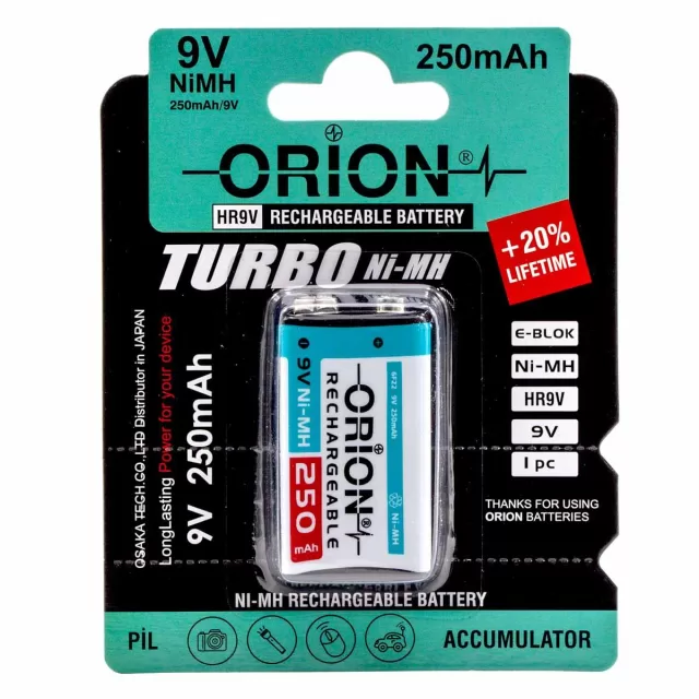 Orion NiMH 9 Volt 250mAh Pil